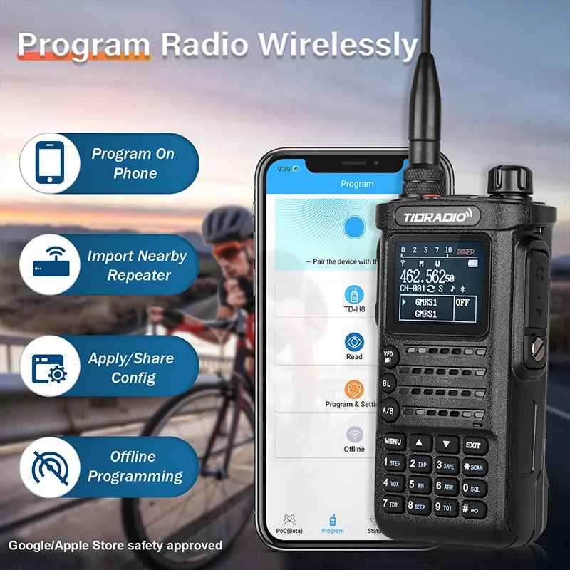 2PCS TIDRADIO 2nd Gen H8 Walkie Talkie Long Range Professional Radio Connection APP Wireless Programming Portable Radio GMRS
