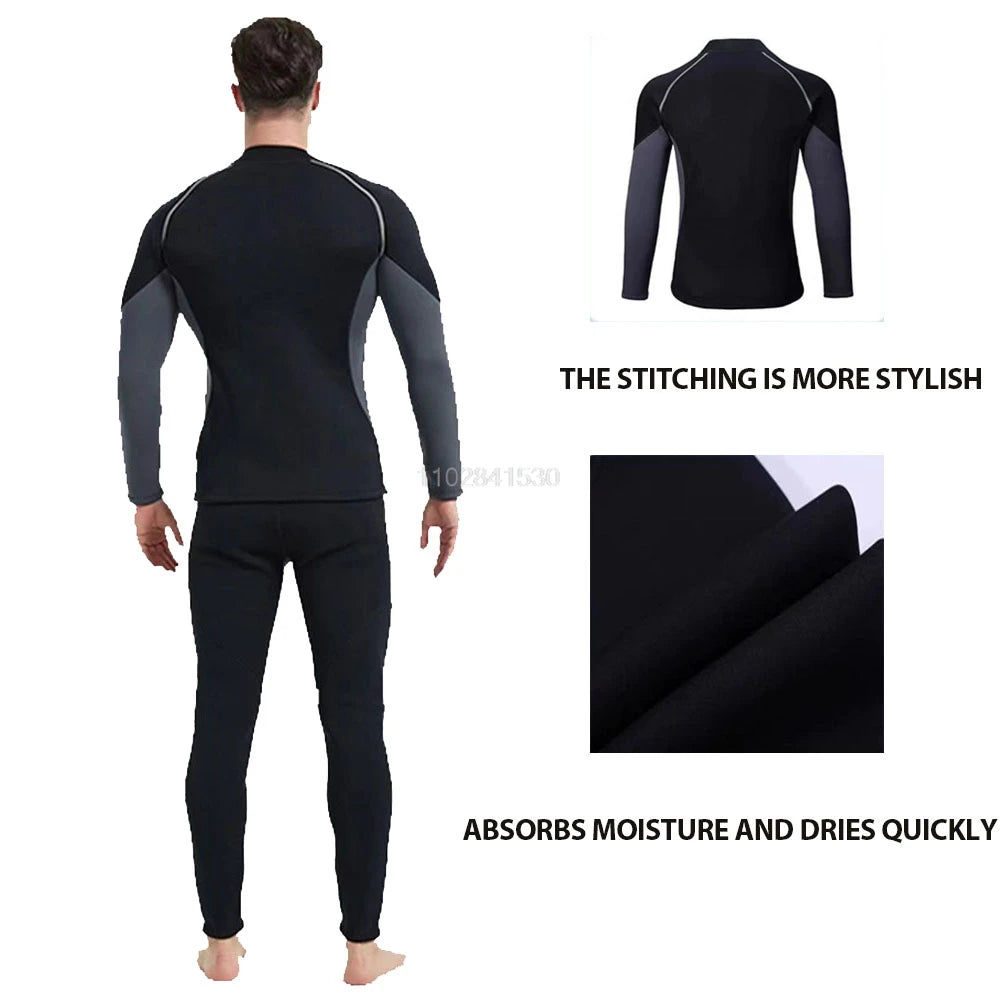 3mm/2MM Men Wetsuit Neoprene Scuba Diving Suit Zipper Jacket Pants Spearfishing Swimwear Kayak Surfing Swimsuit