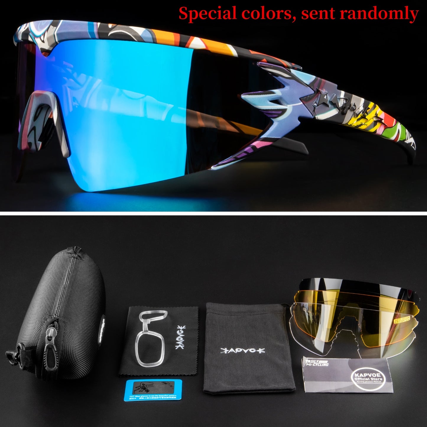 New design replace glasses frame Polarized Cycling Glasses For Man Women Bike Eyewear Cycling Sunglasses 4 Lens Goggles MTB UV