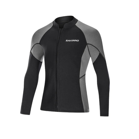 2mm Neoprene Men's Diving Jacket Warm Cold-proof Sunscreen Long-sleeved Split Swimming Surfing Deep Snorkeling Wetsuit Top