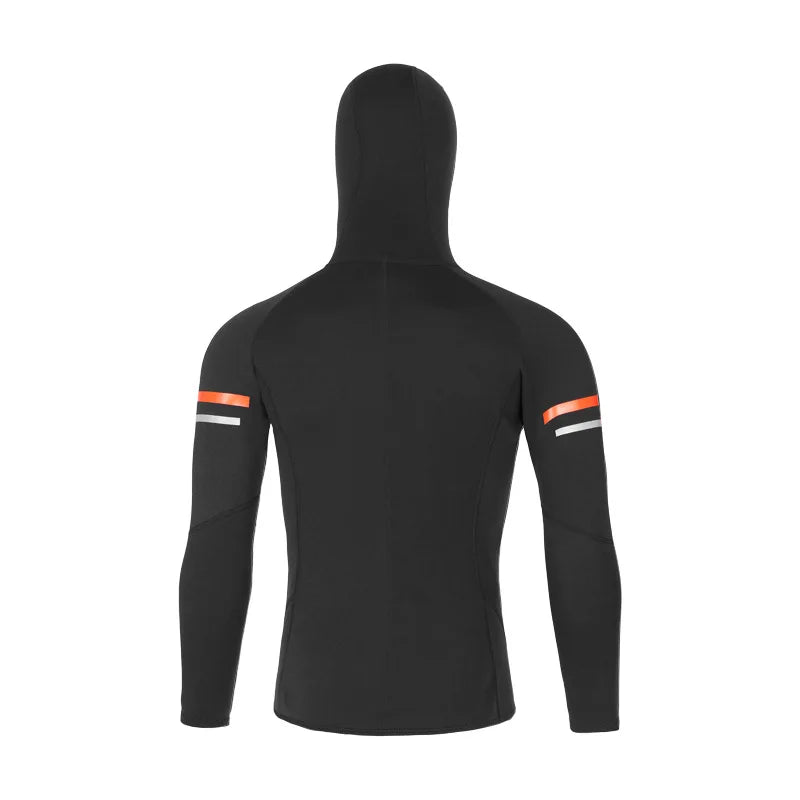 Men's 1.5mm Neoprene Hooded Diving Top Long Sleeves Wetsuit Jacket Split Sun Protection Anti-jellyfish Surfing Swimming Swimsuit