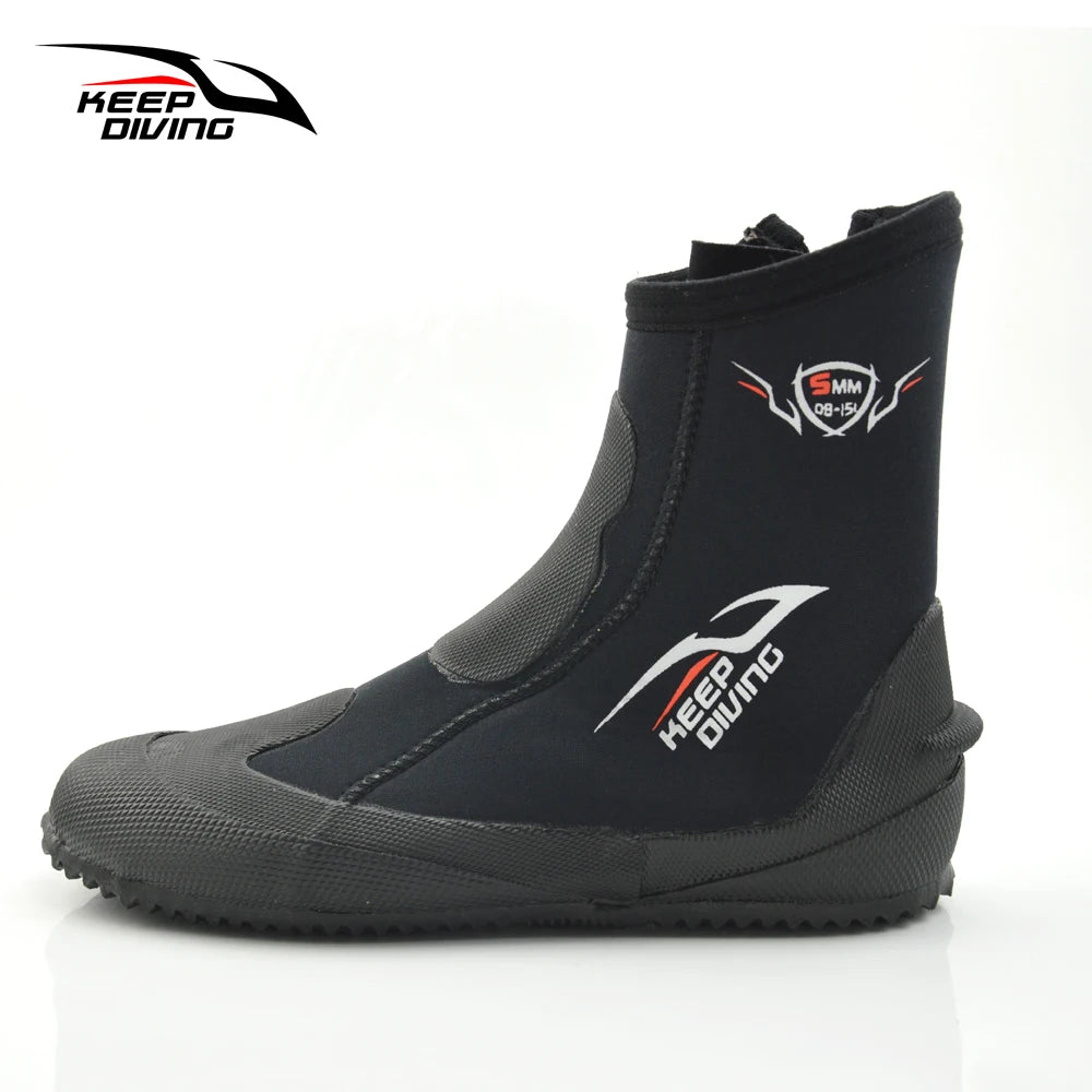 KEEP DIVING Genuine 5MM Neoprene Shoes High Elastic Scuba Boots Warm Soft Shoes for Spearfishing Kyaking Snorkeling Surfing