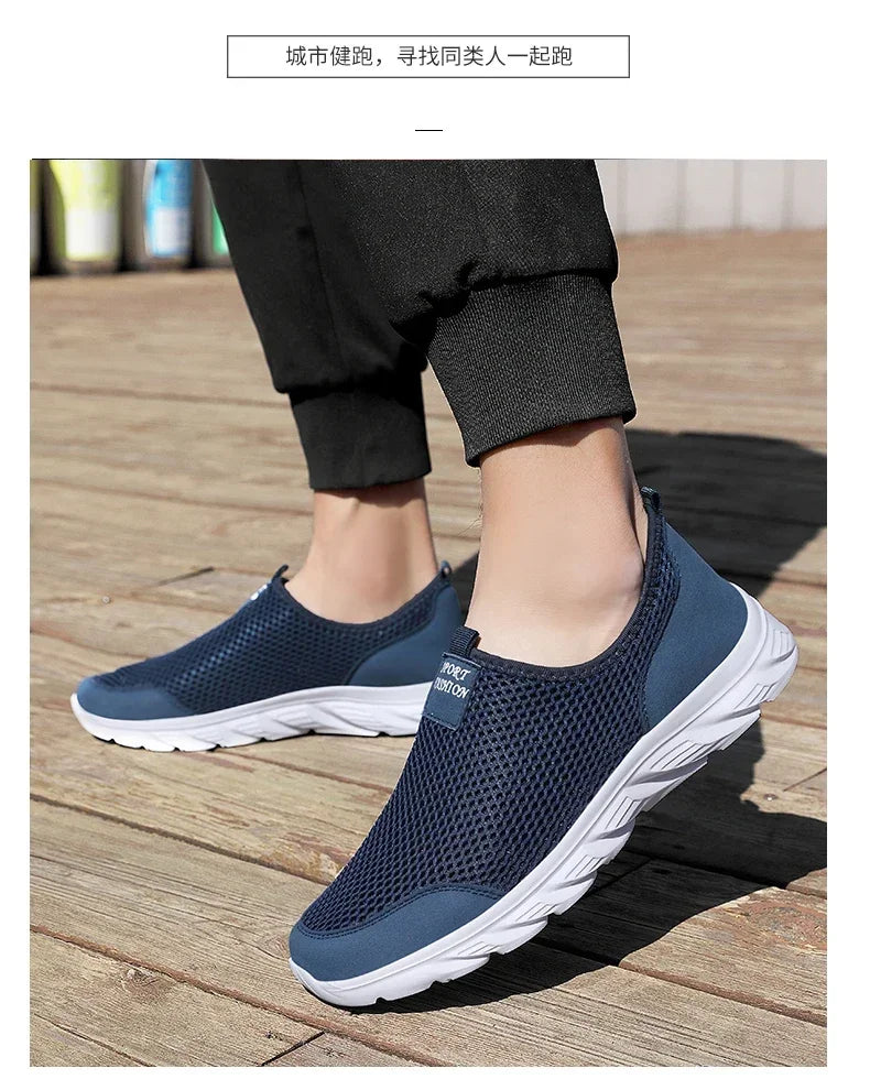 YRZL Sneakers Men Summer Casual Shoes Men Mesh Breathable Outdoor Non Slip Sports Shoes Slip on Loafers for Men Pius Size 38-46