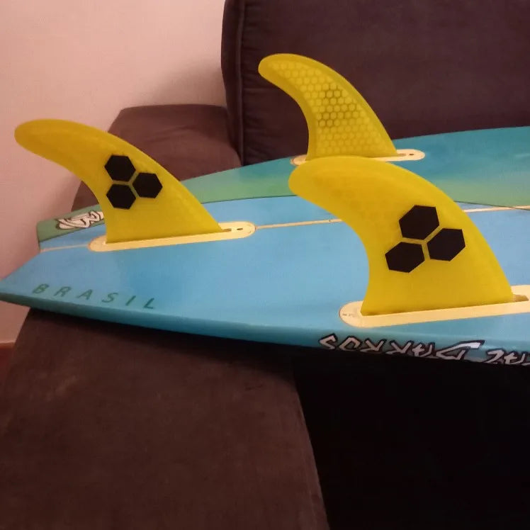 Tri fin set Single Tabs Fins S/M/L surf fins surfboard fin orange/yellow/blue/grey/green with black logo Honeycomb Fibreglass