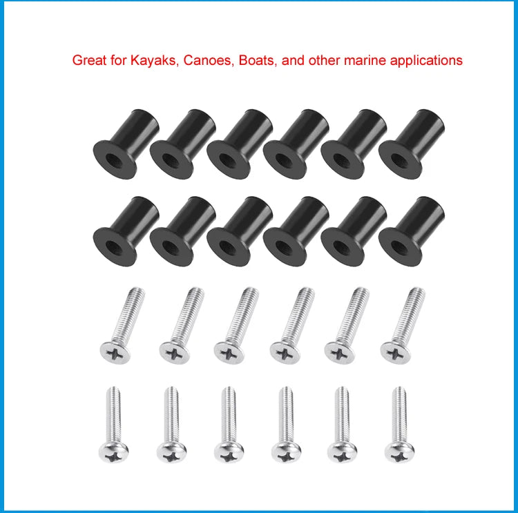 M5 Rubber Well Nuts with Screw, Blind Fastener, Motorcycle Windscreen Rivet, Kayak, Canoe, Boat, Marine Dinghy Accessories