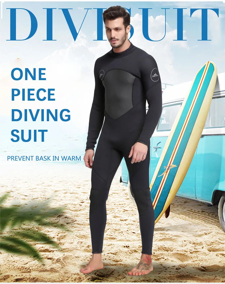Men Wetsuit 3mm Neopreno Keep Warm One-Piece Swimsuits Quick Dry Snorkeling Kayaking Surfing Clothes Diving Suit Kitesurf