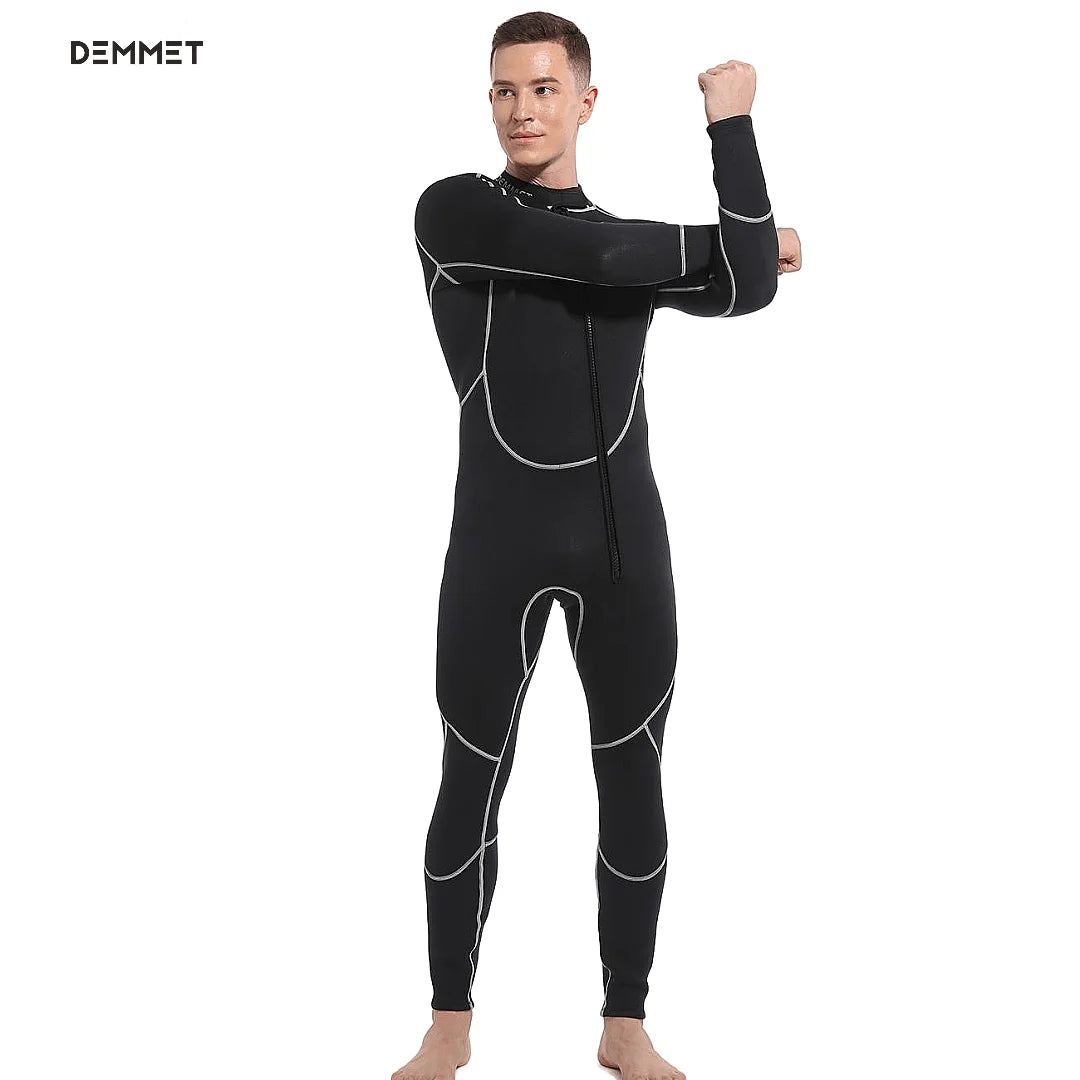 DEMMET 1.5mm SCR Men Neoprene One-piece Wetsuit Men's Long Sleeves Front Unzipper To Keep Warm And Cold Surf Snorkeling Kayak