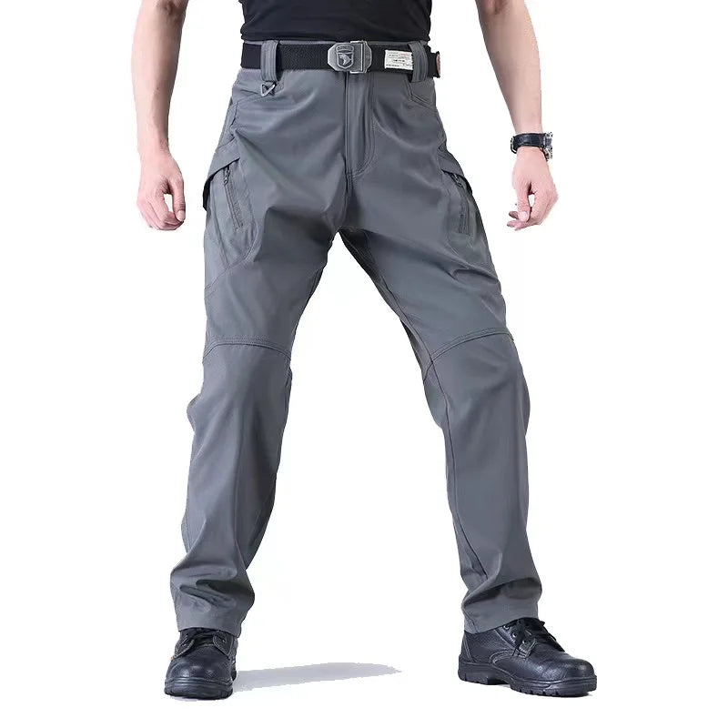 Men Elastic Autumn Spring Fall Sharskin Camping Hiking Trekking Fishing Hunting Pants Outdoor Cycling Tactical Cargo Trousers