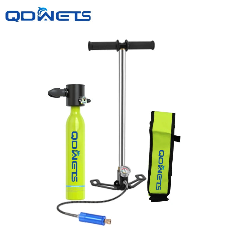 Mini Scuba Tank Diving Equipment 0.5L Outdoor Oxygen Scuba Diving Tank 5-10 Minutes Cylinder Snorkeling Set Hand Pump