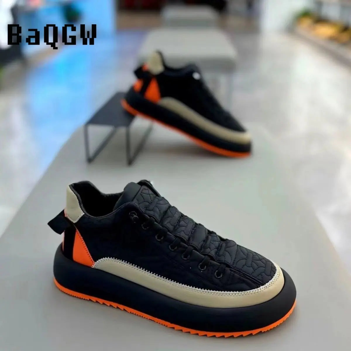 Men Chunky Sneakers Shoes Tennis Sports Slip-On Color Block Height Increased Skateboarding Walking Shoes Casual Shoes for Male