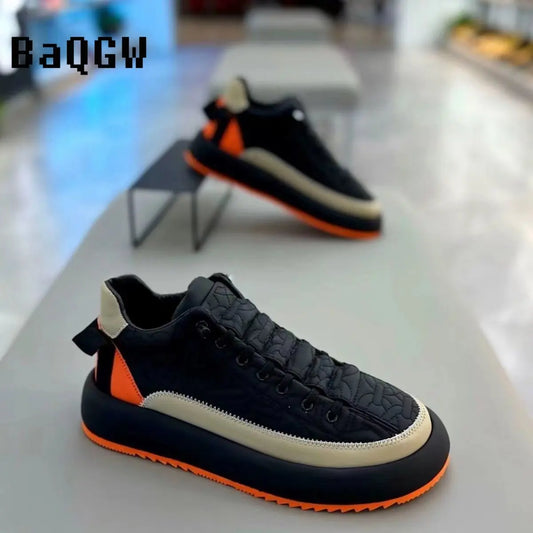 Men Chunky Sneakers Shoes Tennis Sports Slip-On Color Block Height Increased Skateboarding Walking Shoes Casual Shoes for Male