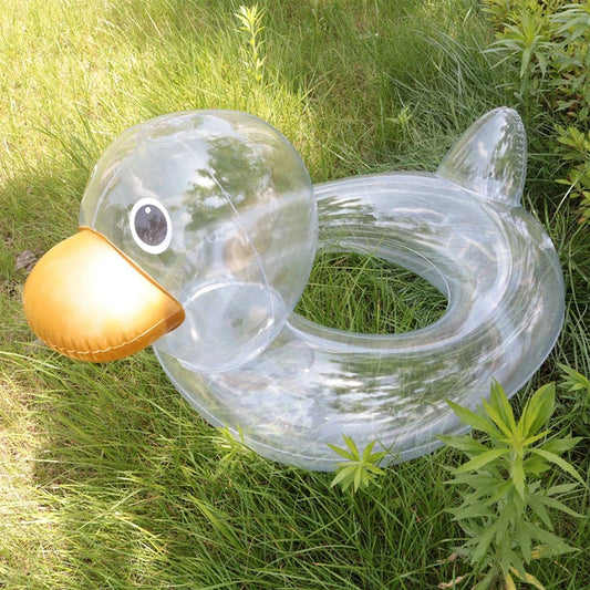Clear Inflatable Duck Kids Swimming Pool Driving Floats Water Play Equipment Toys Baby Safety Floating Raft Beach Rest Seat