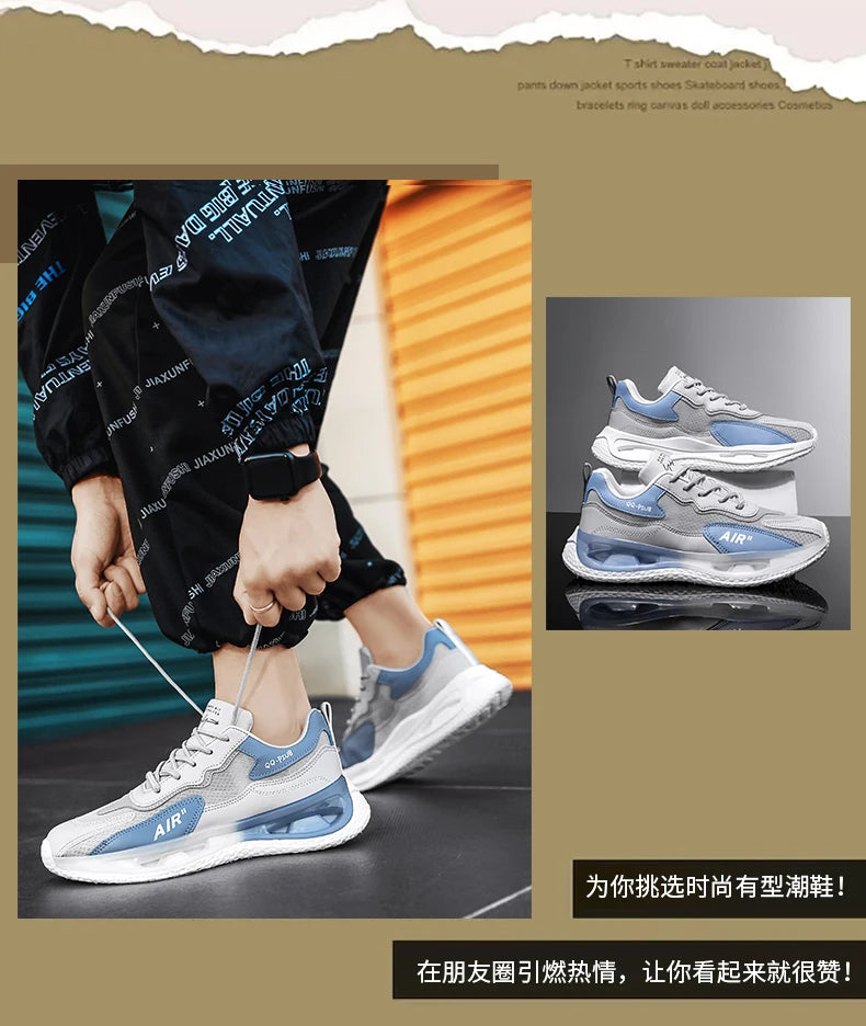 Leather Men's Shoes Fashion Korean Version Trendy Casual Breathable Cushioning Sports Vulcanized Men Shoes