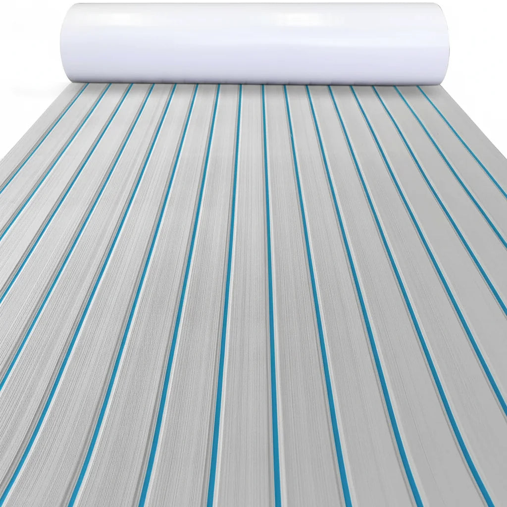 KXKZREN-2400x450mm EVA Foam Faux Teak Decking Sheet Marine Boat Flooring Sea Deck Yacht Mat Self-adhesive Kayak RV Non-slip Pad