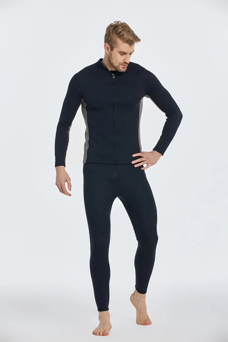 2MM Neoprene Diving Top Split Wetsuit Jacket Men's Water Sports Swimming Snorkeling Surfing Warm Wetsuit Top