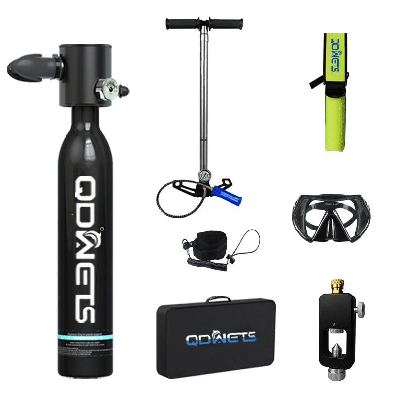 Mini Scuba Tank Diving Equipment 0.5L Outdoor Oxygen Scuba Diving Tank 5-10 Minutes Cylinder Snorkeling Set Hand Pump