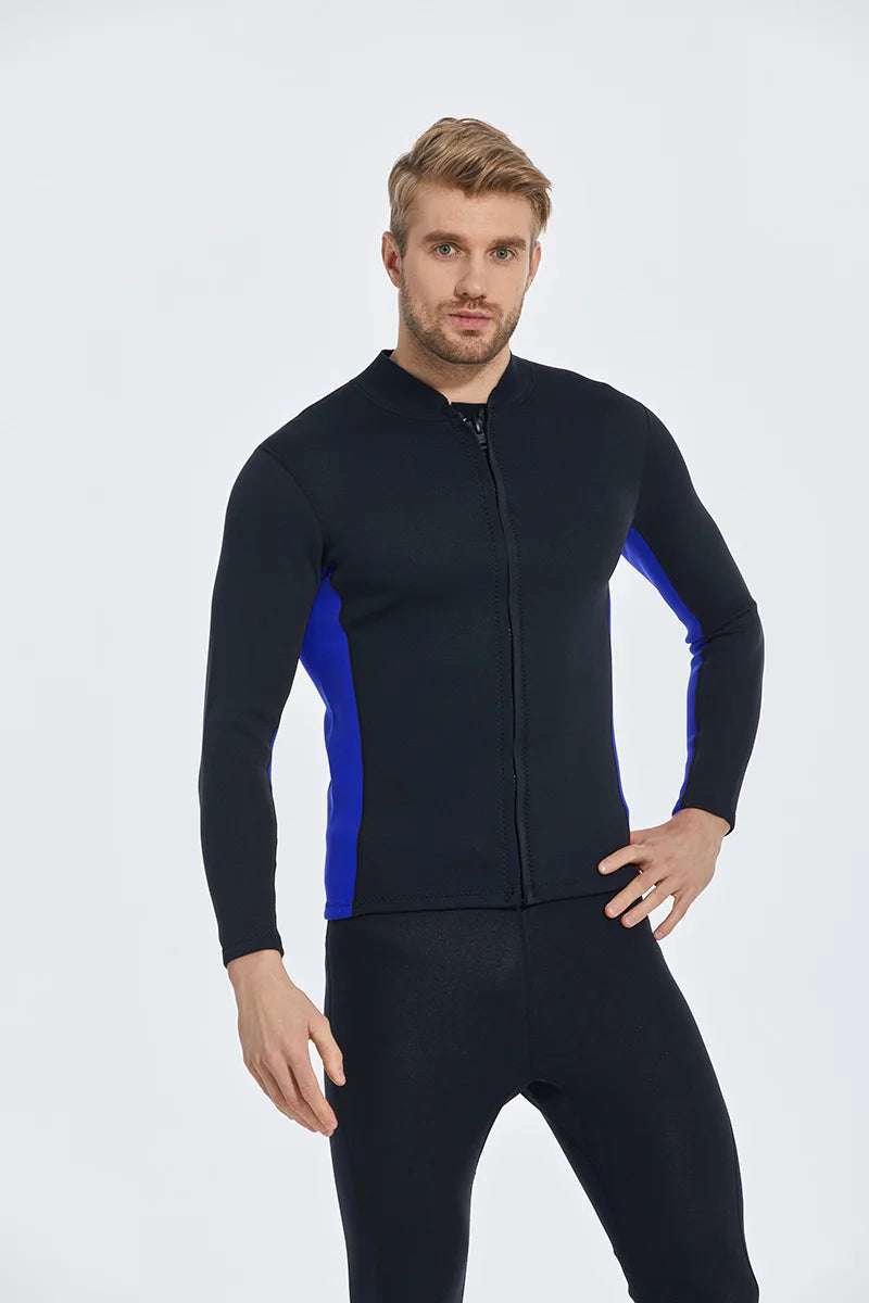 2MM Neoprene Diving Top Split Wetsuit Jacket Men's Water Sports Swimming Snorkeling Surfing Warm Wetsuit Top