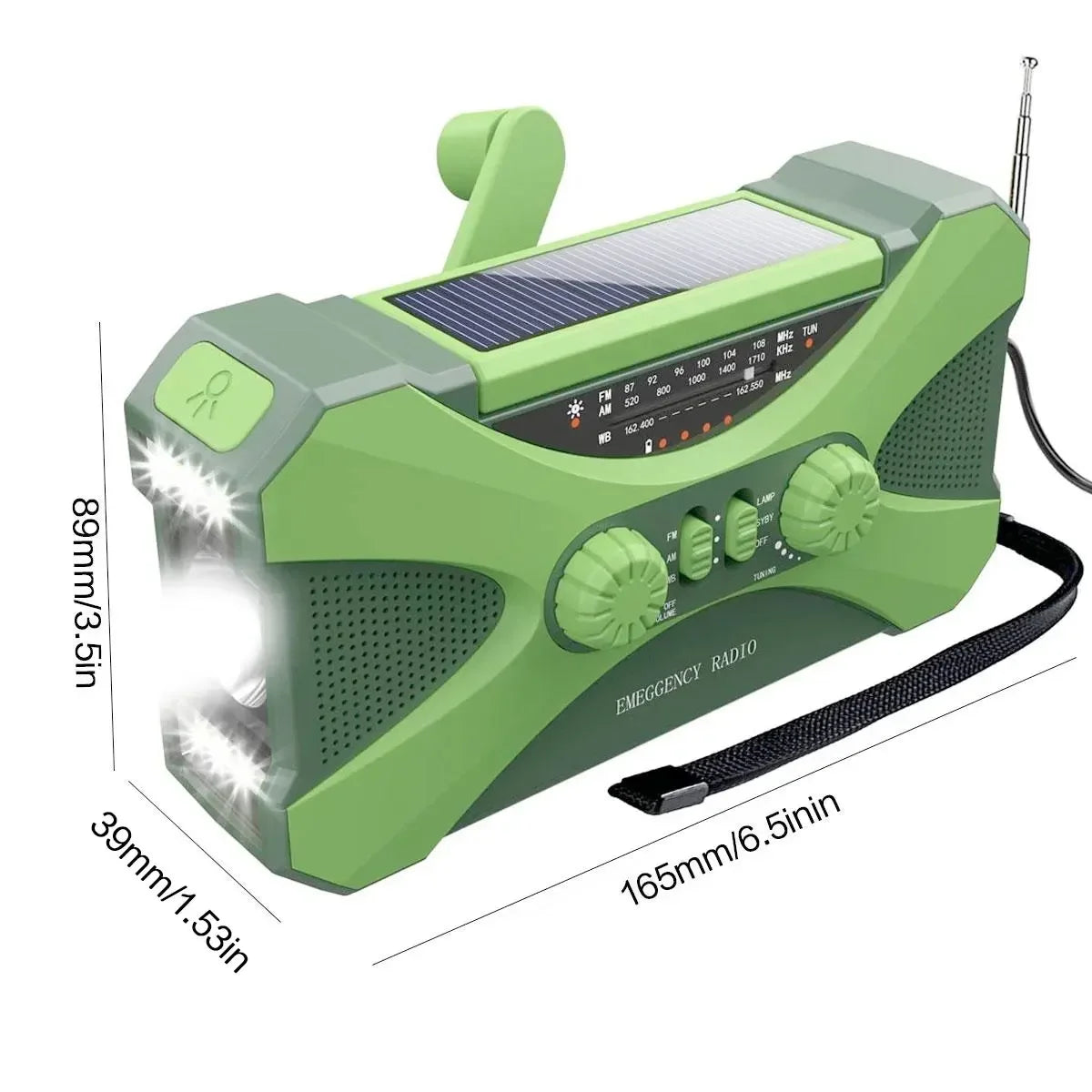 Multifunctional 10000mAh Solar Crank Radio AM/FM/NOAA Weather Alert, Dual Stereo Speakers, Phone Charger, LED Torch & SOS Alarm