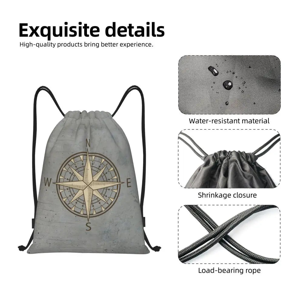 Custom Retro Vintage Nautical Anchor Drawstring Bags Men Women Foldable Gym Sports Sackpack Sailor Training Storage Backpacks