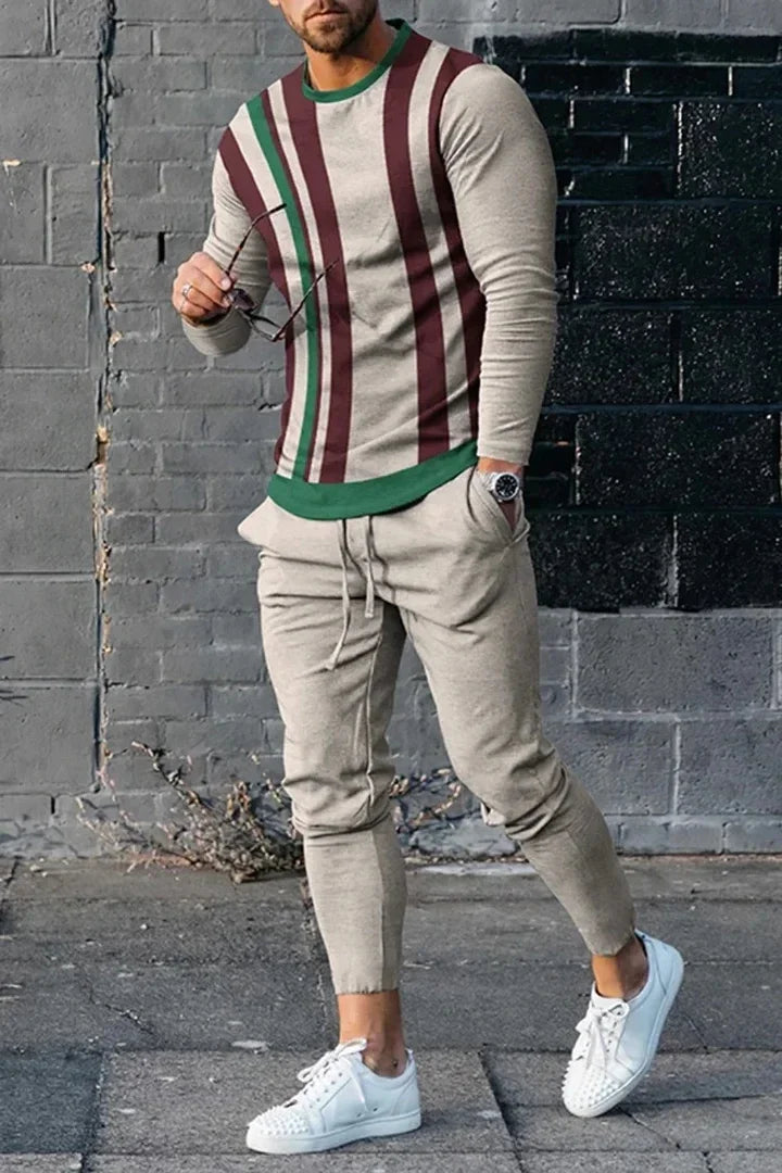 Men's Long Sleeve T-shirts and Pants Two Piece Black Classic Geometry 3D Printed Men's Sets Casual Suit nike tech fleece