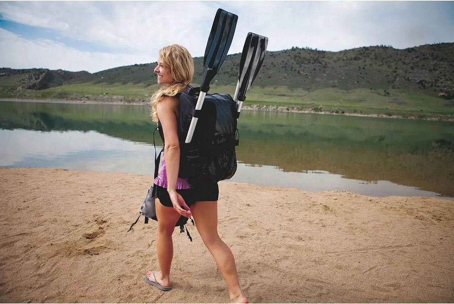 1-Person Inflatable Kayak, Kayak Folds into Backpack with 5-Minute Setup, 21-Gauge PVC Construction; Hand Pu