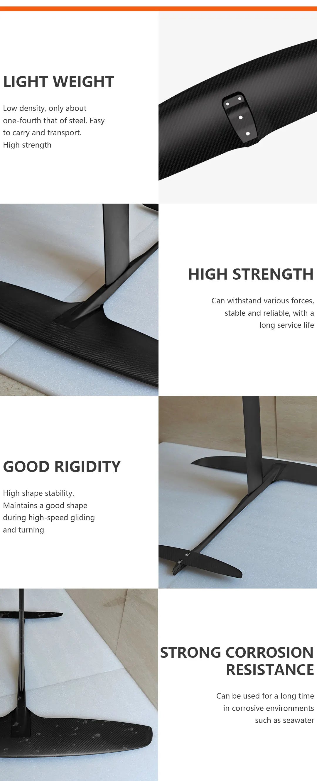 Customisable GY-BSC970 1501sqcm Carbon Fibre Front Wing Hydrofoil Kit for Windsurfing and SUP Hydrofoil Surfing