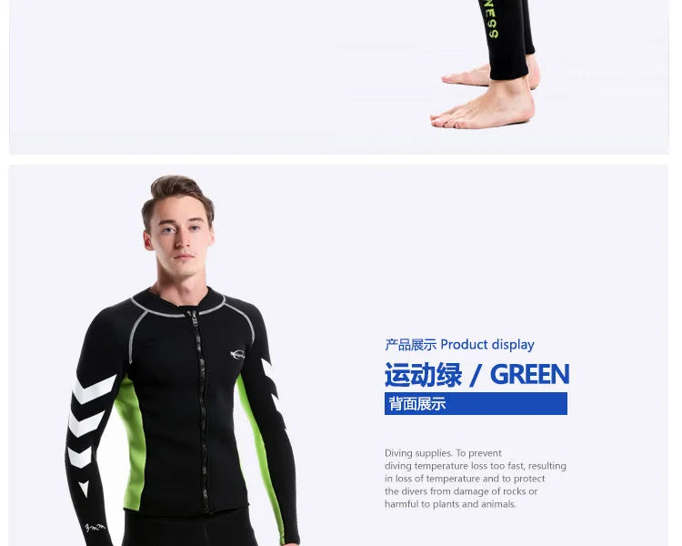 Men Women Wetsuit Surf Suit 3mm Neopreno Pant Top Wetsuit Female Kitesurf Scuba Diving Suit Winter Swimwear Rash Guard Swimsuits