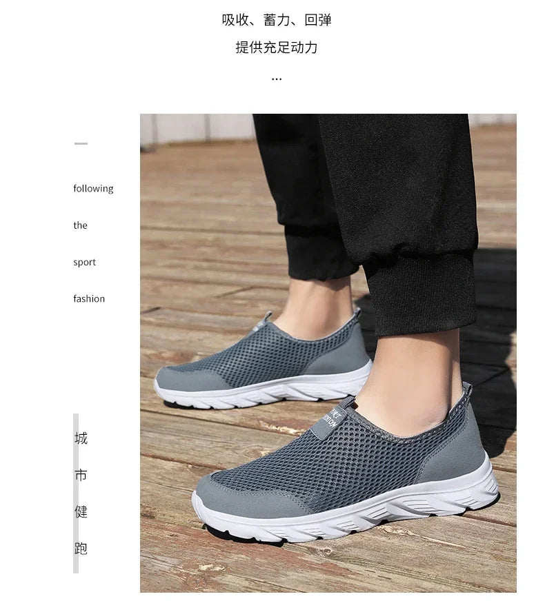 YRZL Sneakers Men Summer Casual Shoes Men Mesh Breathable Outdoor Non Slip Sports Shoes Slip on Loafers for Men Pius Size 38-46