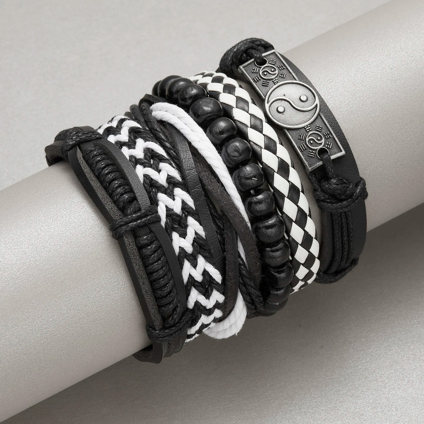 Trendy Braided Wrap Leather Bracelet for Men Women Vintage Feather Infinite Cross Wood Beads Ethnic Wristband Jewelry Gifts