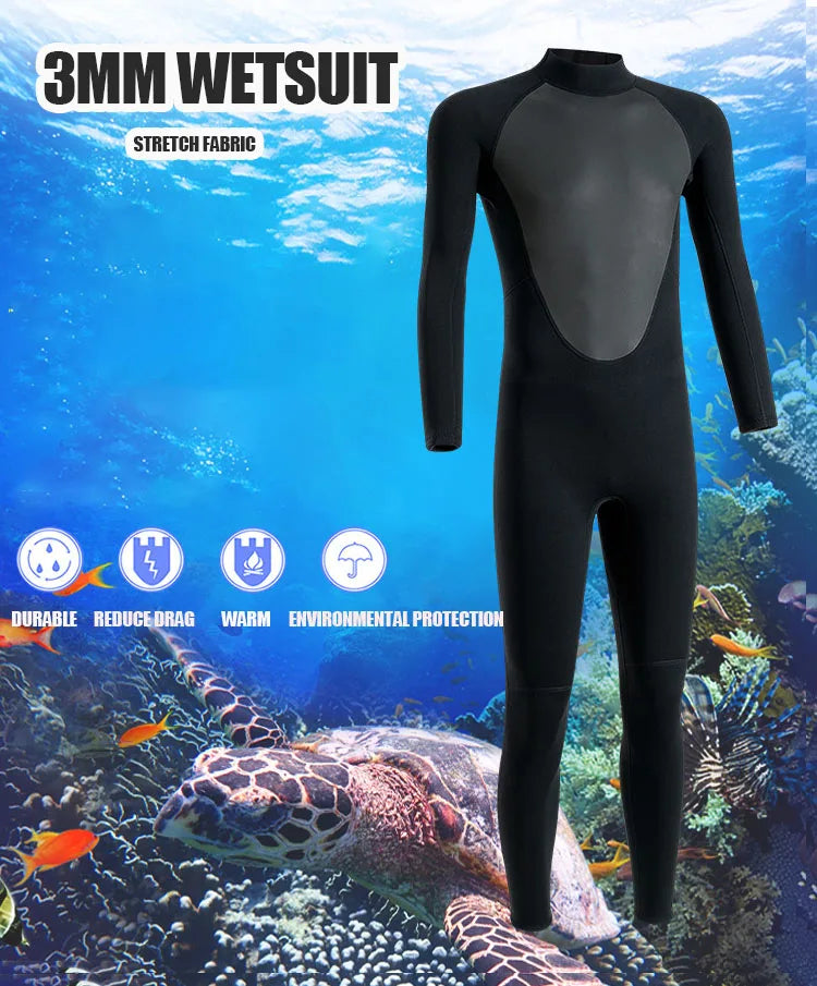 3MM Wetsuits Men Neoprene Diving Surfing Swimming Full Suits Cold Water Keep Warm Zipper Water Sports Full Diver Suit