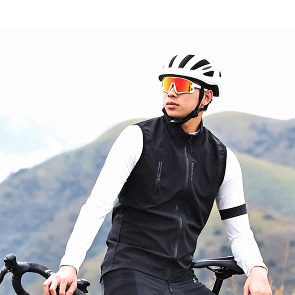 WOSAWE Men's Cycling Windbreaker Gravel Man Bicycle Windshield Jacket Bike Vest Gilet MTB Racing Long Sleeve Coat Wind Jacket