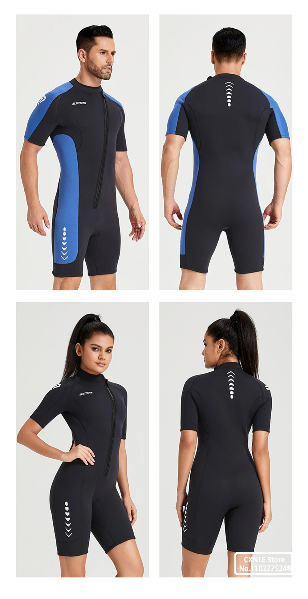 Wetsuit 3mm Neopreno Surf Suit Short Sleeve Swimwear Kitesurf Scuba Diving Suit Spearfishing Swimsuits Rash Guards Men Women