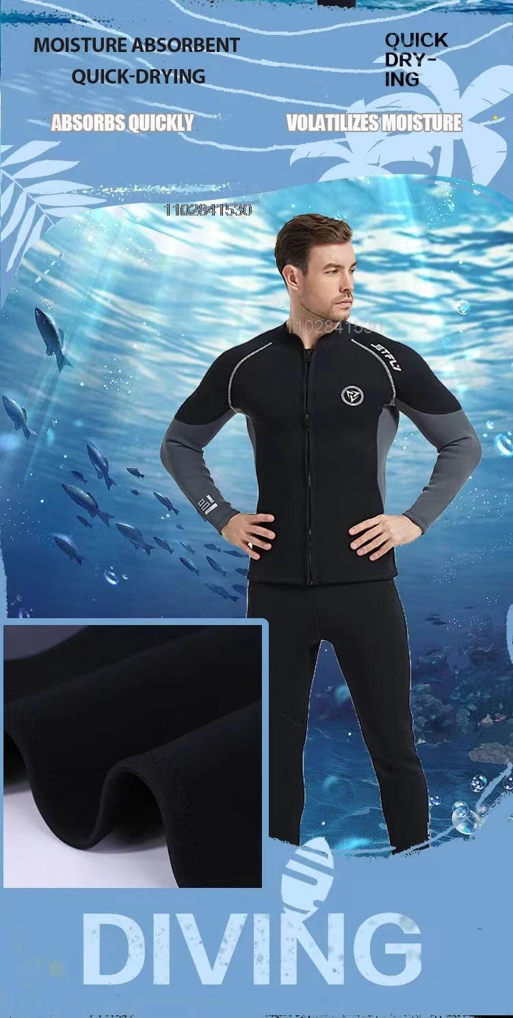 3mm/2MM Men Wetsuit Neoprene Scuba Diving Suit Zipper Jacket Pants Spearfishing Swimwear Kayak Surfing Swimsuit