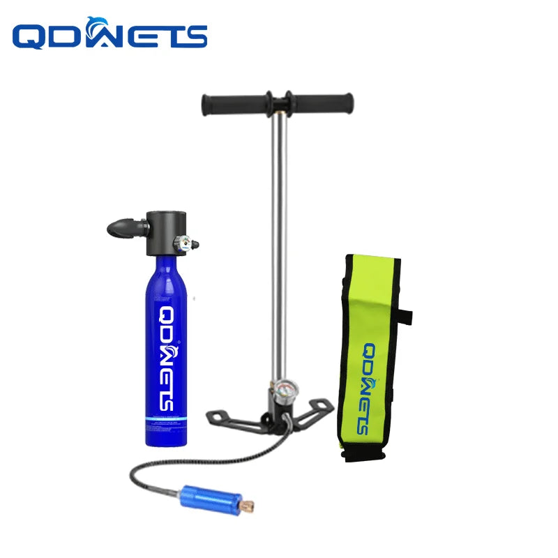 Mini Scuba Tank Diving Equipment 0.5L Outdoor Oxygen Scuba Diving Tank 5-10 Minutes Cylinder Snorkeling Set Hand Pump