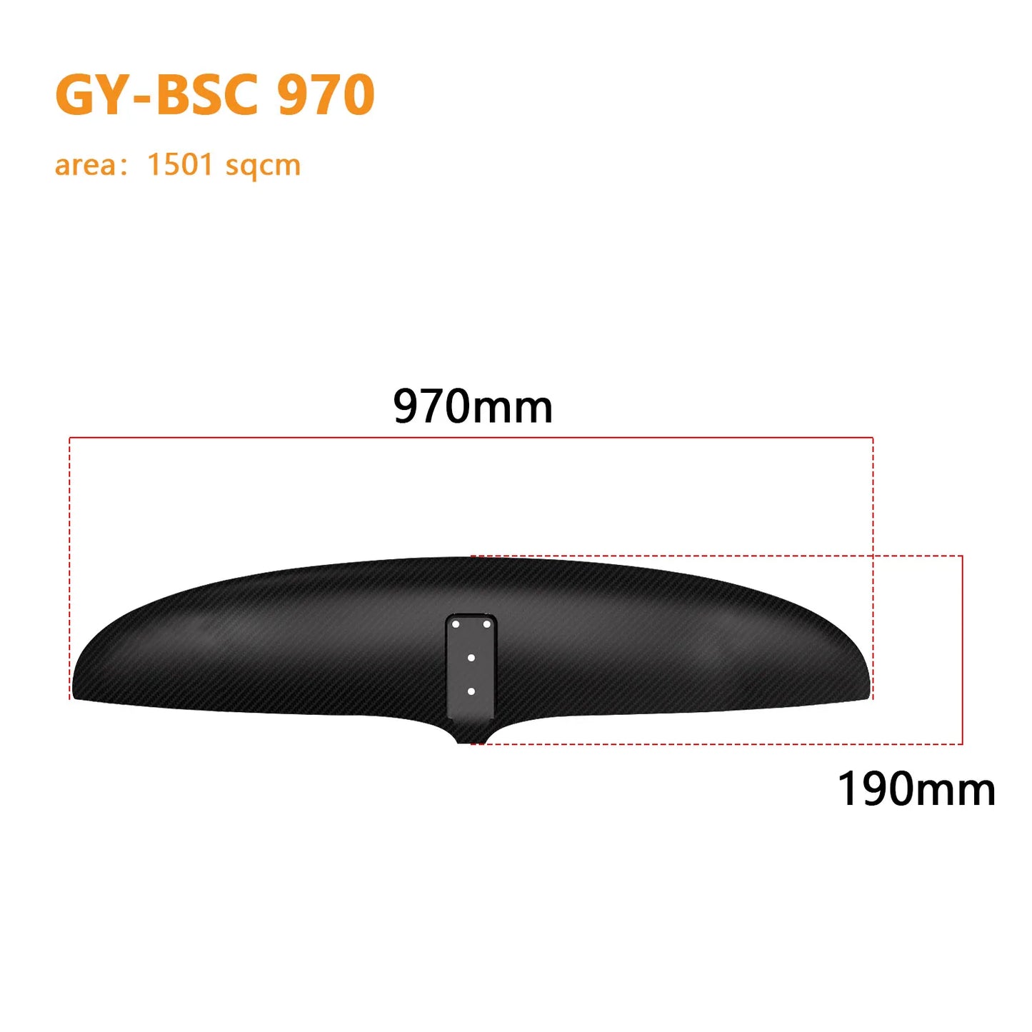 Customisable GY-BSC970 1501sqcm Carbon Fibre Front Wing Hydrofoil Kit for Windsurfing and SUP Hydrofoil Surfing