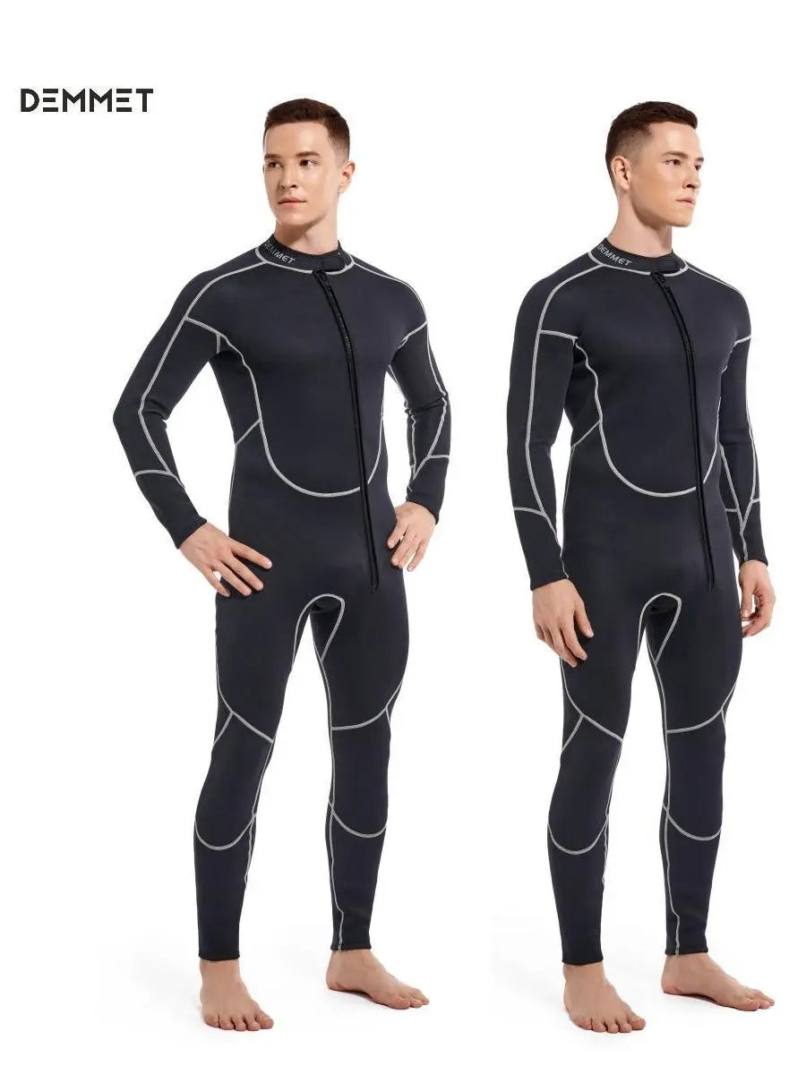DEMMET 1.5mm SCR Men Neoprene One-piece Wetsuit Men's Long Sleeves Front Unzipper To Keep Warm And Cold Surf Snorkeling Kayak
