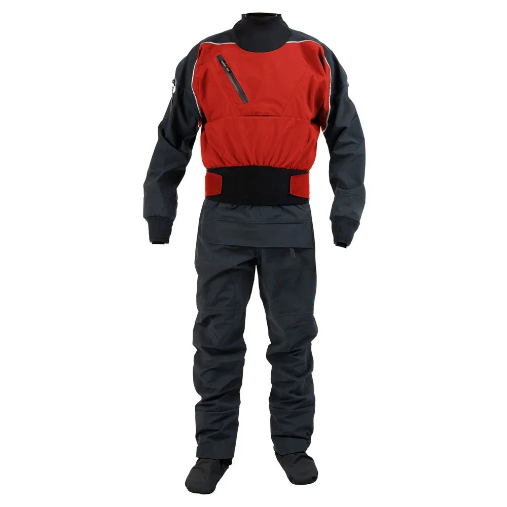 Men's 3-layer waterproof solid dry suit, safety dry suit, latex, white water expansion, boating, kayaking, fishing,