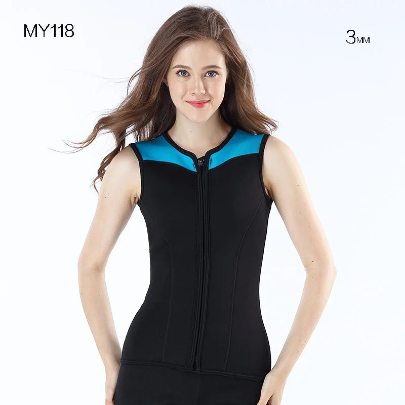 3MM Neoprene Wetsuit Vest Jacket Sleeveless Full Zipper Sunscreen Warm Wetsuits Top Mens for Cold Water Diving Surfing