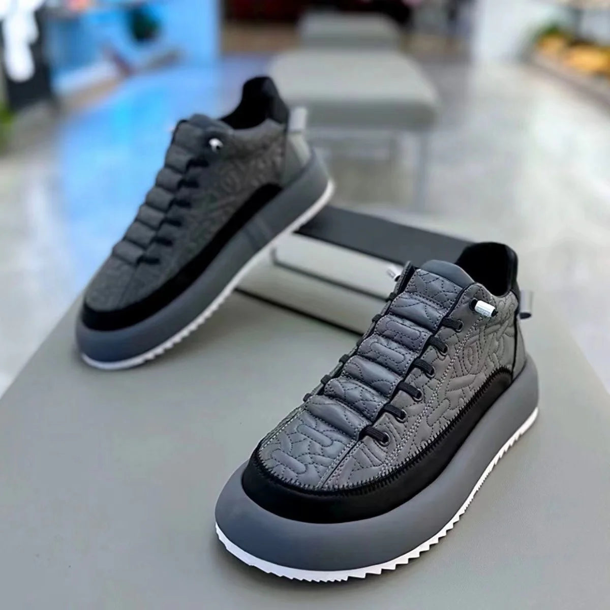 Men Chunky Sneakers Shoes Tennis Sports Slip-On Color Block Height Increased Skateboarding Walking Shoes Casual Shoes for Male
