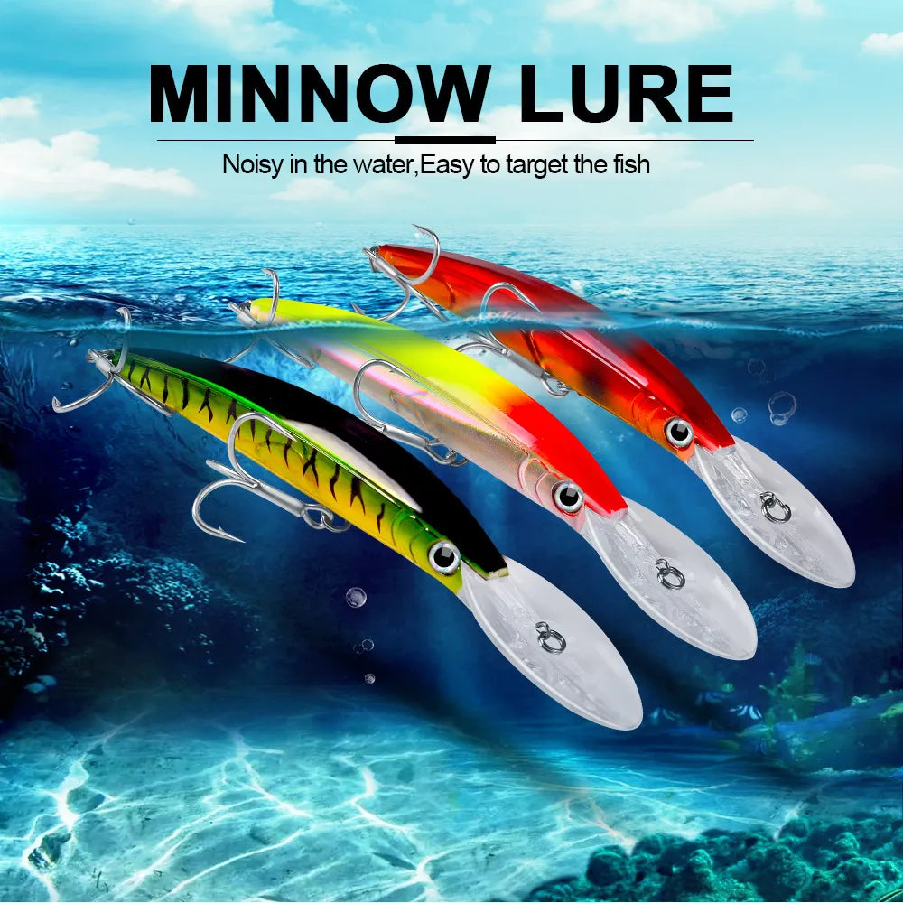 1 Pcs Big Minnow 17cm 27g Wobblers Fishing Lures Deep Diving Artificial Hard Bait Trolling Boat Sea Fishing Bass Pike Lure