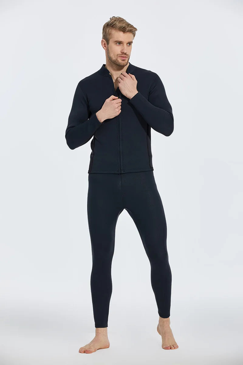 2MM Neoprene Diving Top Split Wetsuit Jacket Men's Water Sports Swimming Snorkeling Surfing Warm Wetsuit Top