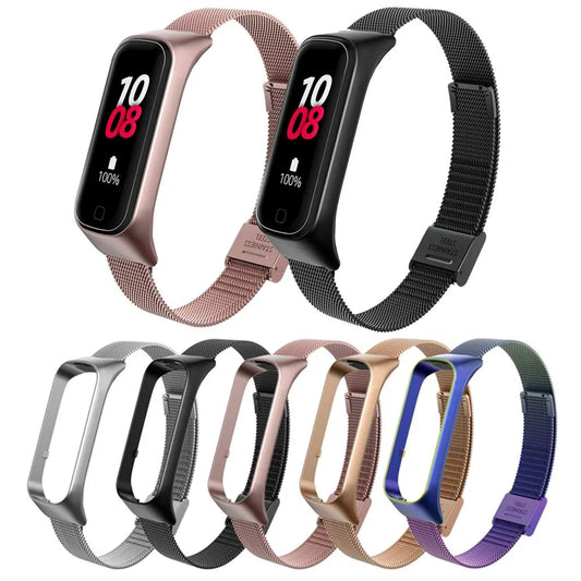 Pulseira de metal para samsung galaxy fit2 r220, pulseira de substituição em aço inoxidável para galaxy fit 2, pulseira de relógio inteligente