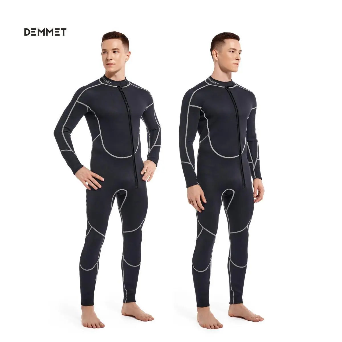 DEMMET 1.5mm SCR Men Neoprene One-piece Wetsuit Men's Long Sleeves Front Unzipper To Keep Warm And Cold Surf Snorkeling Kayak