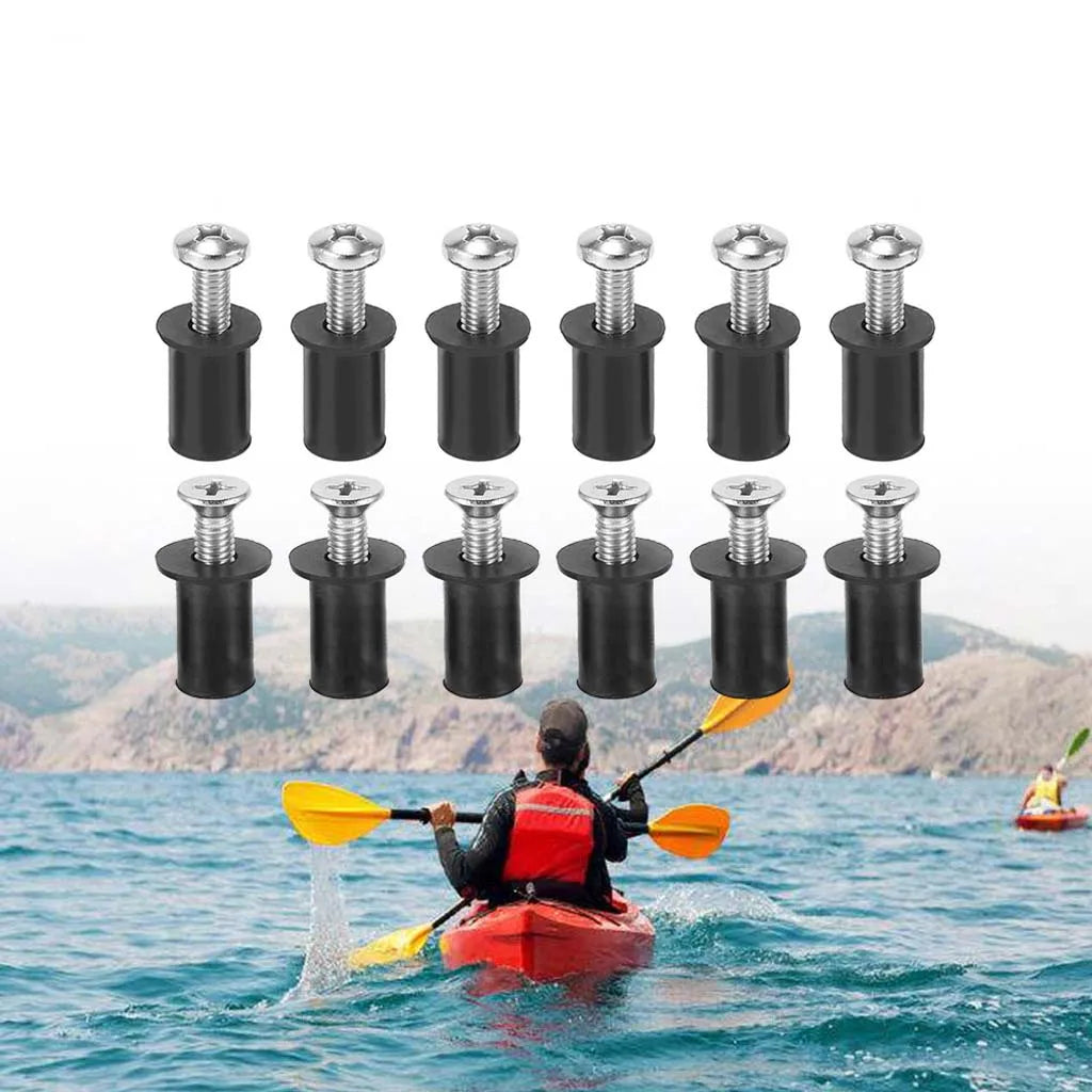 M5 Rubber Well Nuts with Screw, Blind Fastener, Motorcycle Windscreen Rivet, Kayak, Canoe, Boat, Marine Dinghy Accessories