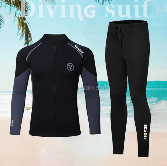 3mm/2MM Men Wetsuit Neoprene Scuba Diving Suit Zipper Jacket Pants Spearfishing Swimwear Kayak Surfing Swimsuit