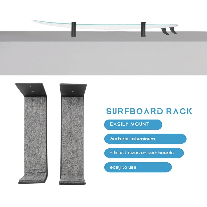 1 conjunto de rack de parede para prancha de surf, racks para prancha de surf para armazenamento de montagem em parede para pranchas curtas e longboards