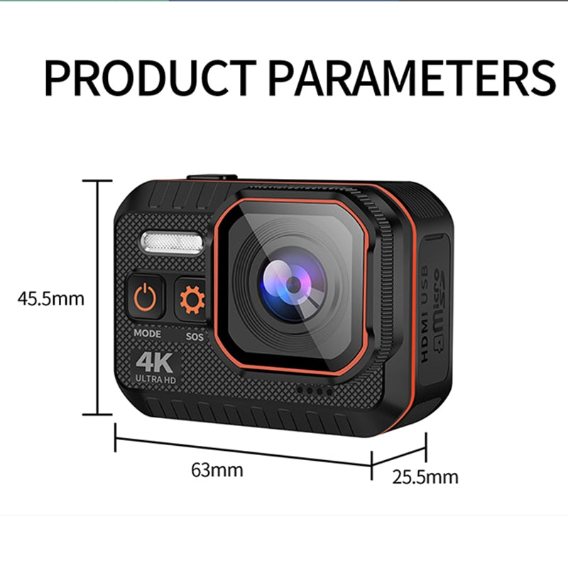 CERASTES Action Camera 4K60FPS With Remote Control Screen Waterproof Sport Camera drive recorder Sports Camera Helmet Action Cam