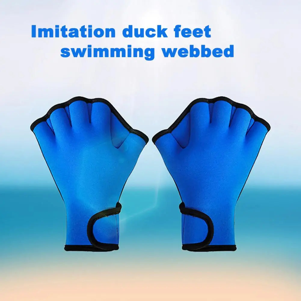 1 Pair Swimming Gloves Water Resistance Adjustable Wrist Strap Half Finger Aquatic Swimming Webbed Gloves for Water Sports