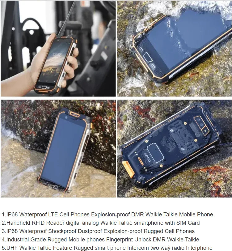Aoro M5 Bluetooth 4.0 dmr uhf radios de comunicacion walkie talkie antenna fdd rugged smartphone price