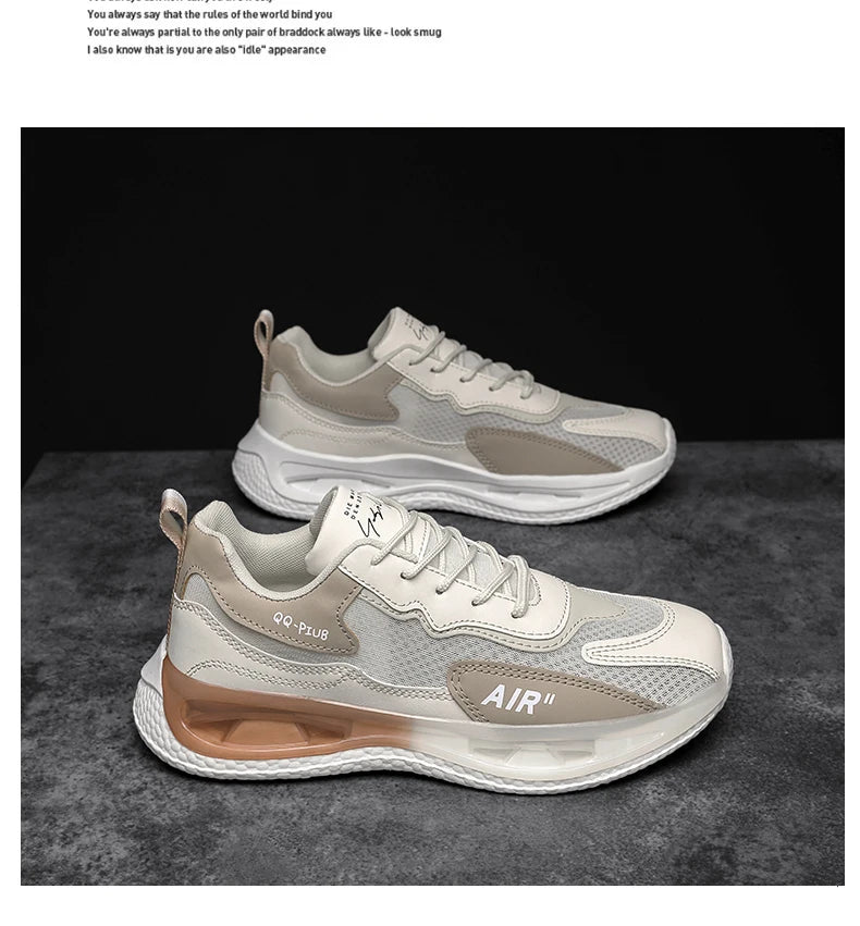 Leather Men's Shoes Fashion Korean Version Trendy Casual Breathable Cushioning Sports Vulcanized Men Shoes